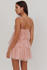 Sorbet Sky Tiered Tulle Mini Dress Pink