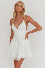 Belize Flounce Hem Mini Dress White